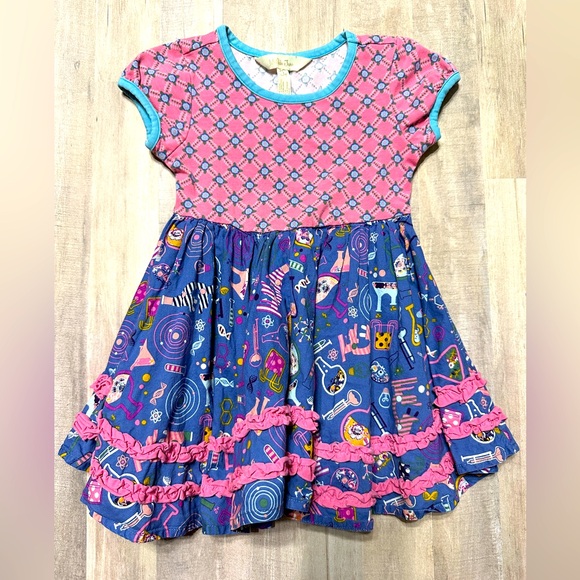 Matilda Jane Other - Matilda Jane Hypothesis Dress Size 2 Short Sleeve Pink Blue Science School